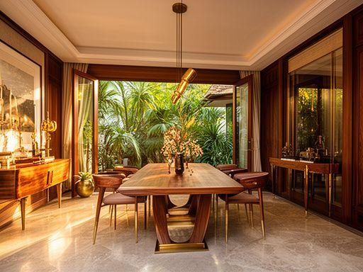 Private villa dining room with bespoke furniture